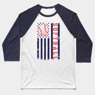 Softball American Flag Baseball T-Shirt